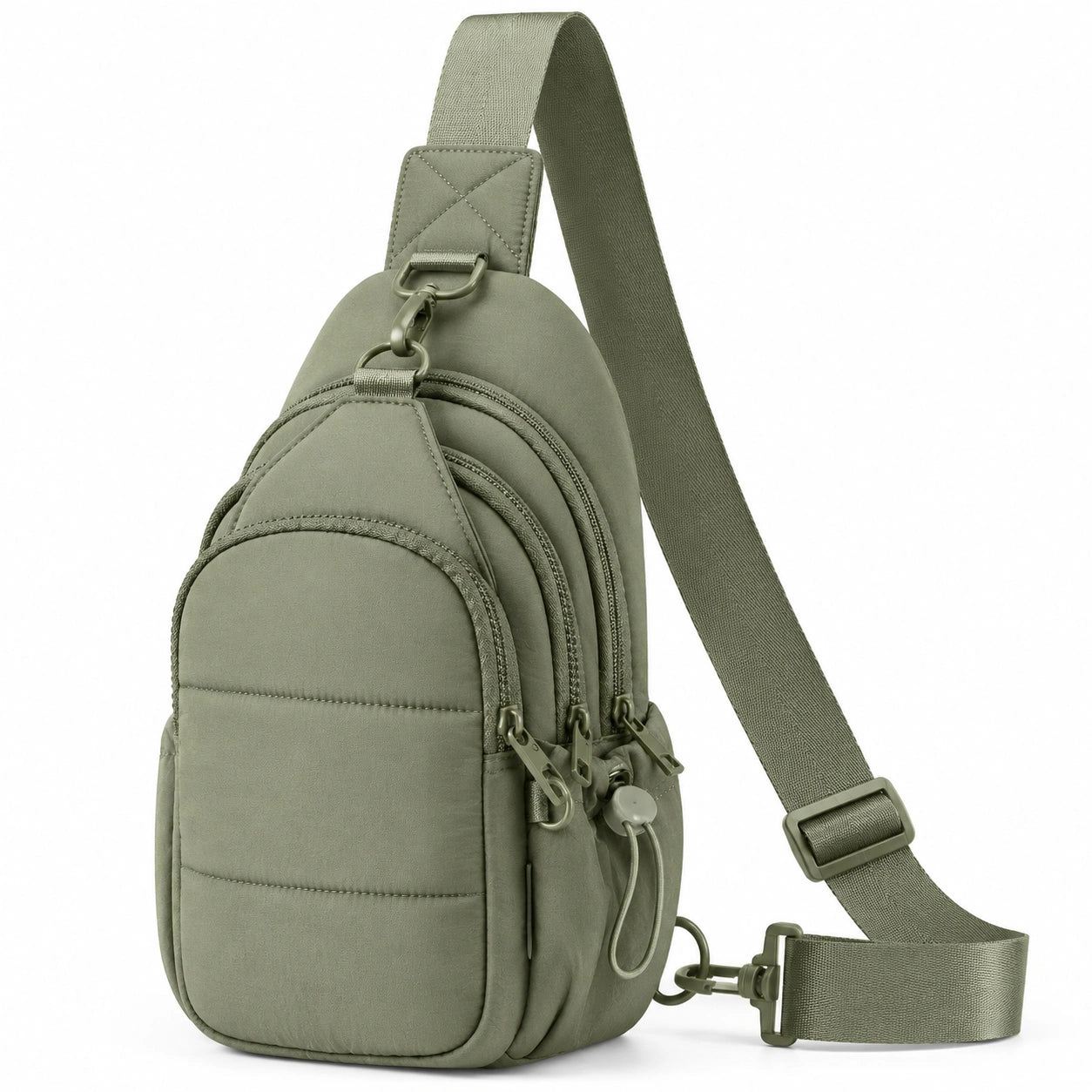 Mochila Bandolera Verde Oliva Unisex con Compartimientos Múltiples