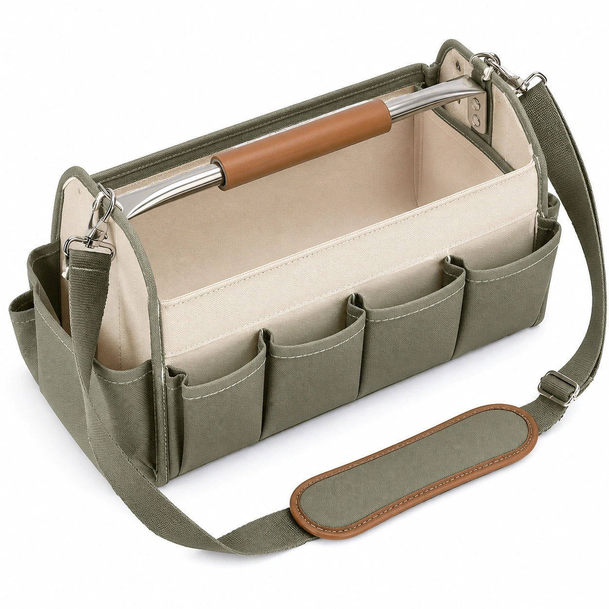 Bolso Organizador de Herramientas con Asa de Metal y Correa Verde