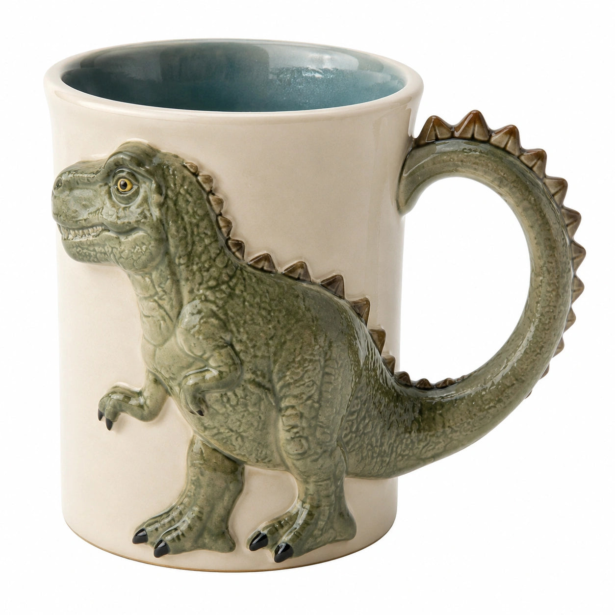 Taza Dinosaurio en Relieve 300ml Verde y Beige