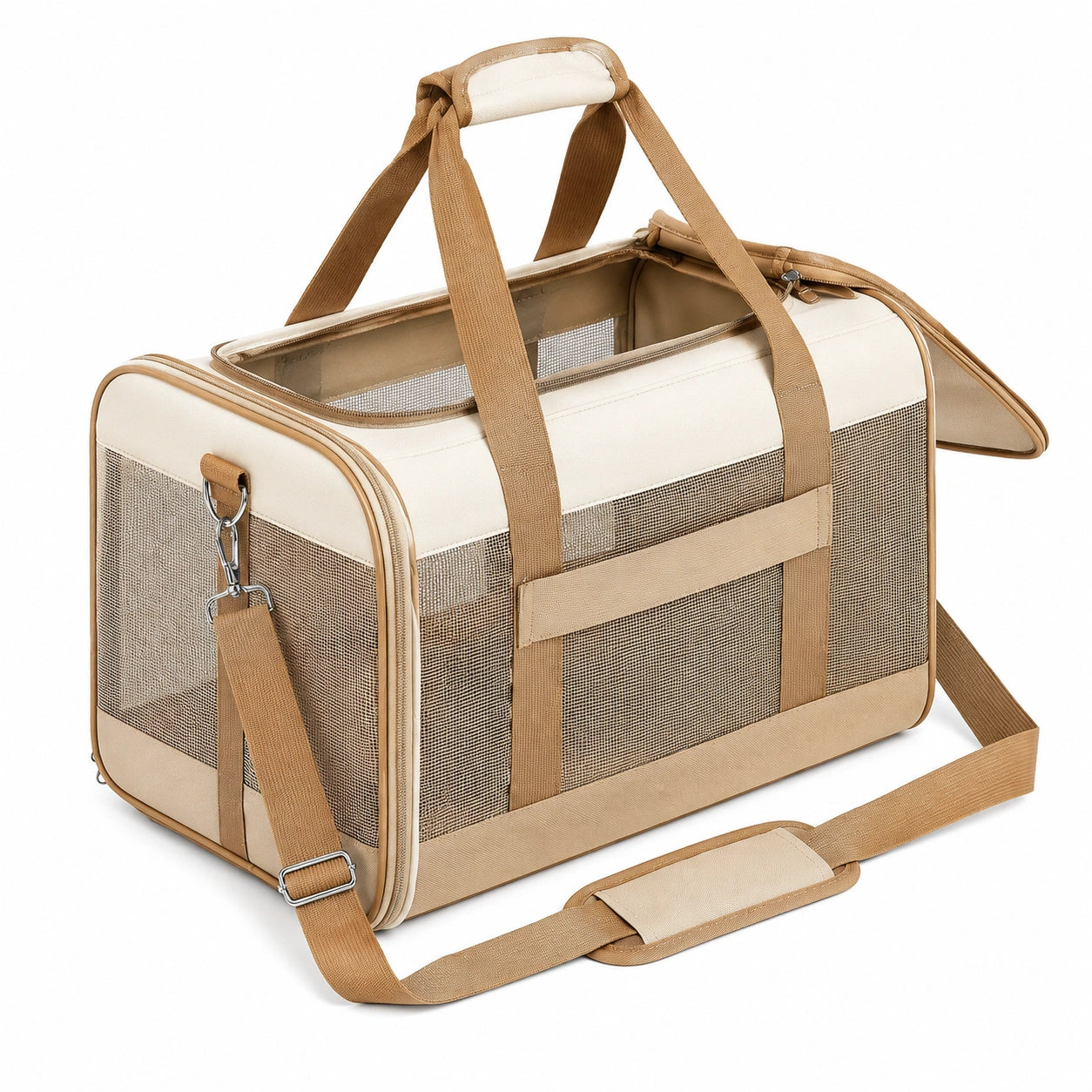 Transportín para Mascotas Transpirable Beige 45x25x28 cm