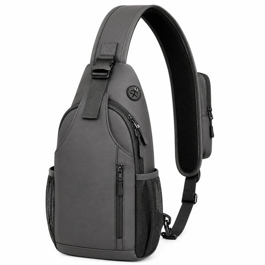 Mochila Bandolera Antirrobo Impermeable Unisex Gris 10L
