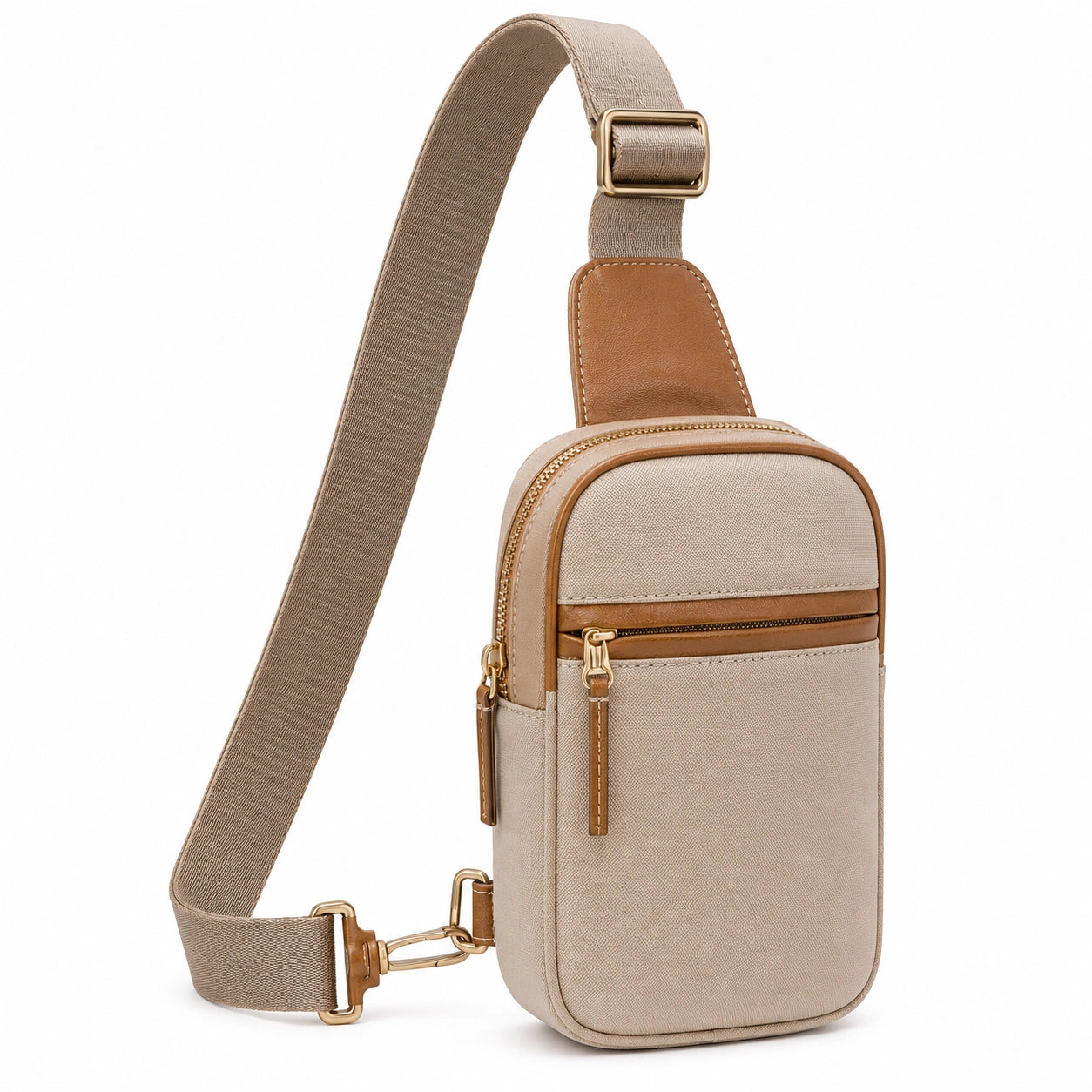 Bolso Bandolera Cruzado Beige y Marrón Unisex