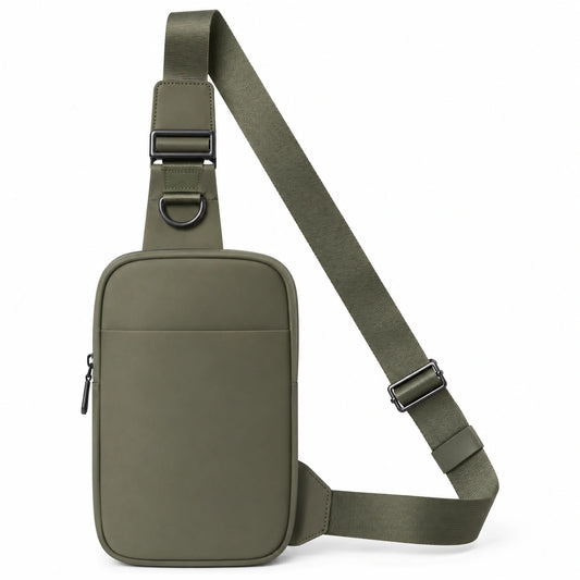Bolso Bandolera Vertical Impermeable Verde Unisex con Correa Ajustable