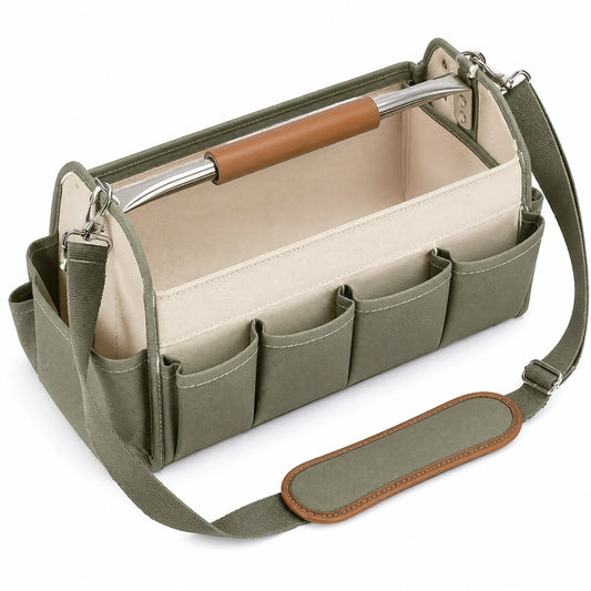 Bolso Organizador de Herramientas con Asa de Metal y Correa Verde