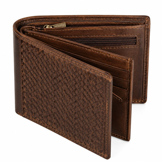 Cartera Marrón con Diseño Trenzado Unisex