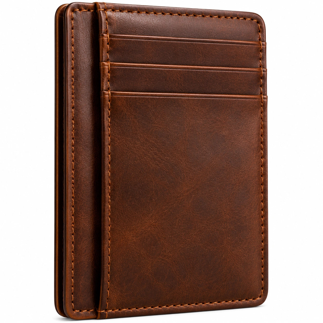 Cartera Minimalista para Hombre con Ranuras para Tarjetas en Marrón Oscuro