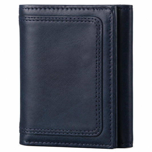 Cartera Azul Plegable para Hombre con Múltiples Compartimentos