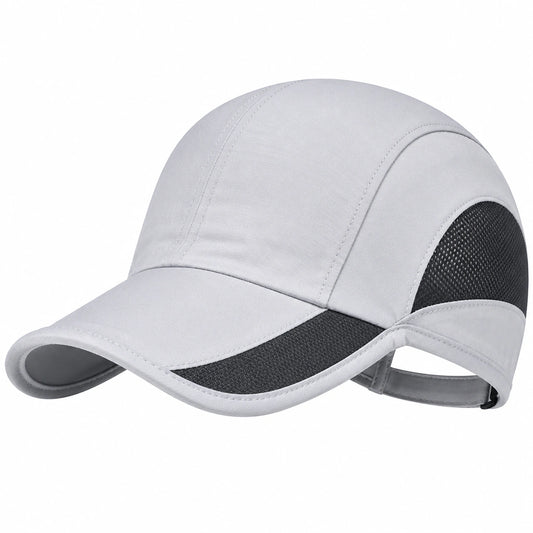 Gorra de Béisbol Transpirable Gris y Negro con Malla