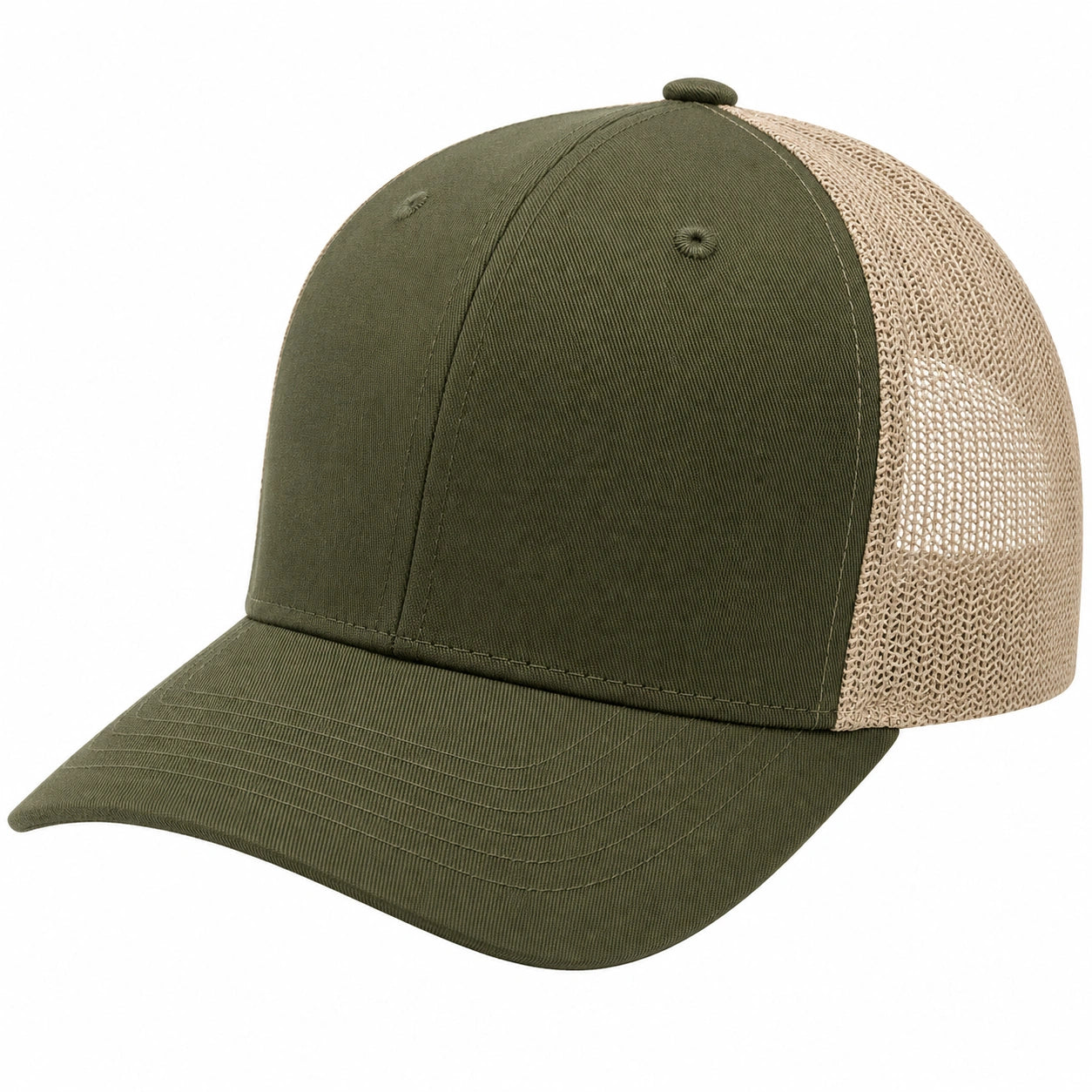 Gorra de Béisbol Verde Oliva con Malla Beige Ajustable
