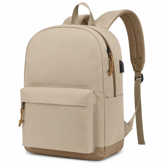 Mochila Beige Unisex con Gran Capacidad de 20L