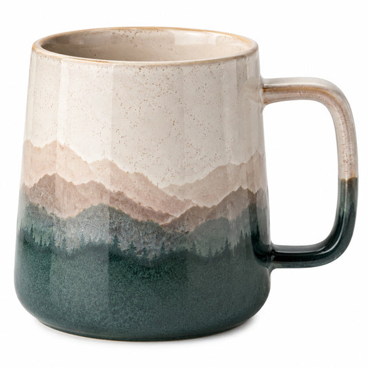 Taza de cerámica con diseño de montañas 350ml verde y beige